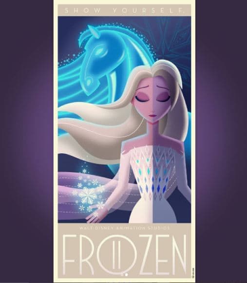 <b>'Frozen'</b>
<br>Entonces, primero hay que entender al art déco como un movimiento artístico muy popular entre los años 1920 y 1939. Su característica principal fue la simetría, un aspecto que se destaca en los pósters de David.