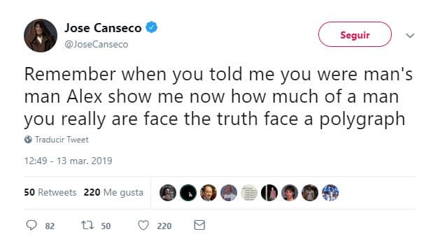 “Recuerda cuando me dijiste que eras un hombre completo. Alex, muéstrame ahora qué tan hombre eres. Enfrenta la verdad en un polígrafo”, le pidió.
