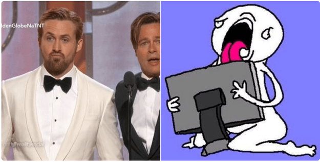 Cuando Ryan Gosling y Brad Pitt aparecieron en pantalla todas las mujeres reaccionaron así.