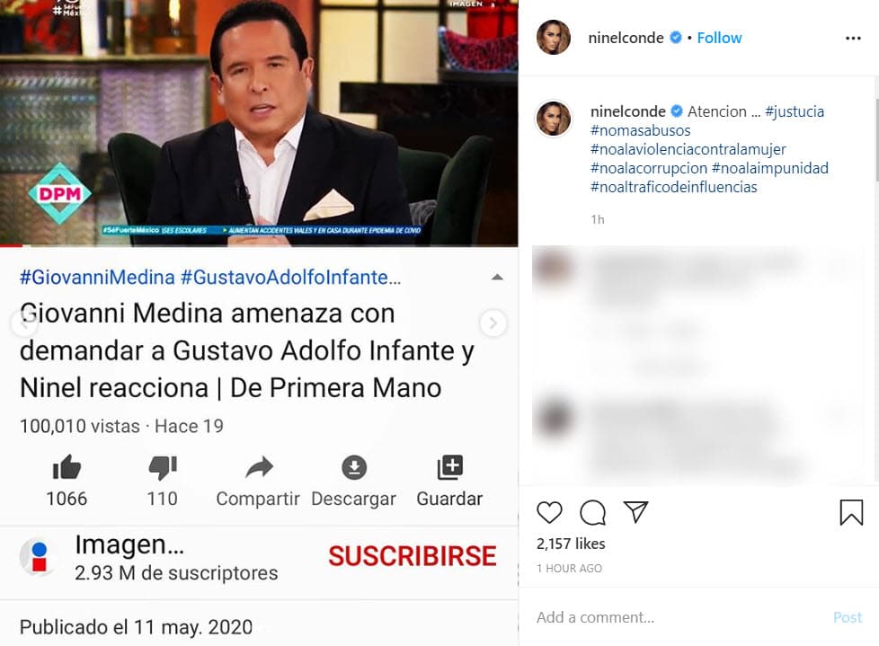 Ninel expuso que el padre de su hijo también amenazó a varios periodistas, entre ellos 
<b>Gustavo Adolfo Infante</b> "por el hecho de desenmascarar sus actos sucios".
<br>