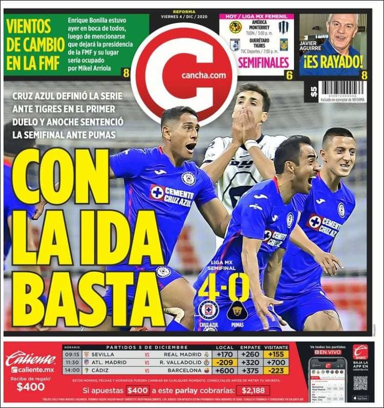 Los universitarios están con un pie fuera de la serie de semifinales del Guard1anes 2020 tras caer 4-0 en la cancha del Estadio Azteca.