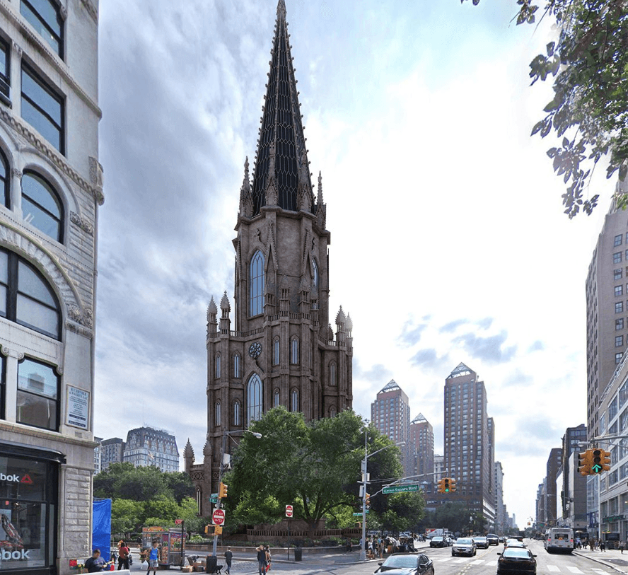 El proyecto fue ideado por Calvin Pollard y tenía en su segundo piso una estatua de George Washington con una representación de la Declaración de Independencia. Hoy lo único que se puede observar en la plaza es una estatua ecuestre de George Washington.