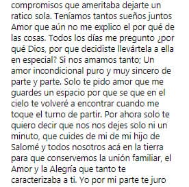 En sus palabras no pudo ocultar su dolor y preguntó a Dios por qué se la llevó si se amaban tanto.
