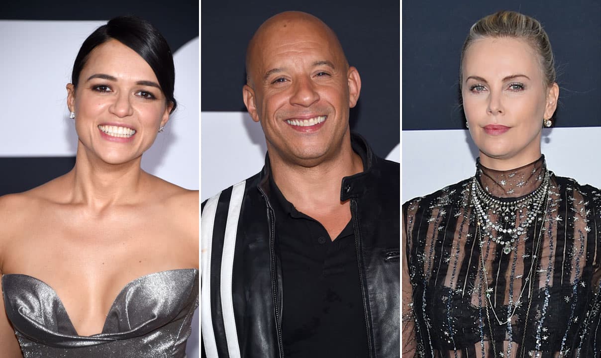 Todo el elenco principal de la octava película de 'Rápido y Furioso' llegó al estreno en Nueva York la noche del sábado 8 de abril.