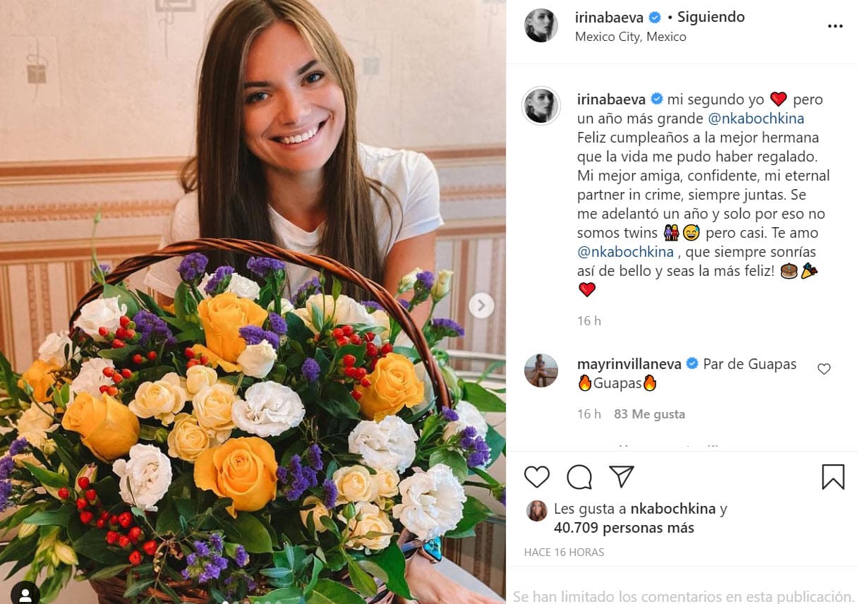 Desde México, Baeva le dedicó una serie de fotos y mensajes: "
<b><a href="https://www.instagram.com/p/CTk5o9AJGP1/" target="_blank">Mi segundo yo, pero un año más grande</a></b>: Nina Kábochkina", escribió en Instagram junto a una serie de fotos en las que es evidente el parecido que tienen desde que eran niñas. 
<br>