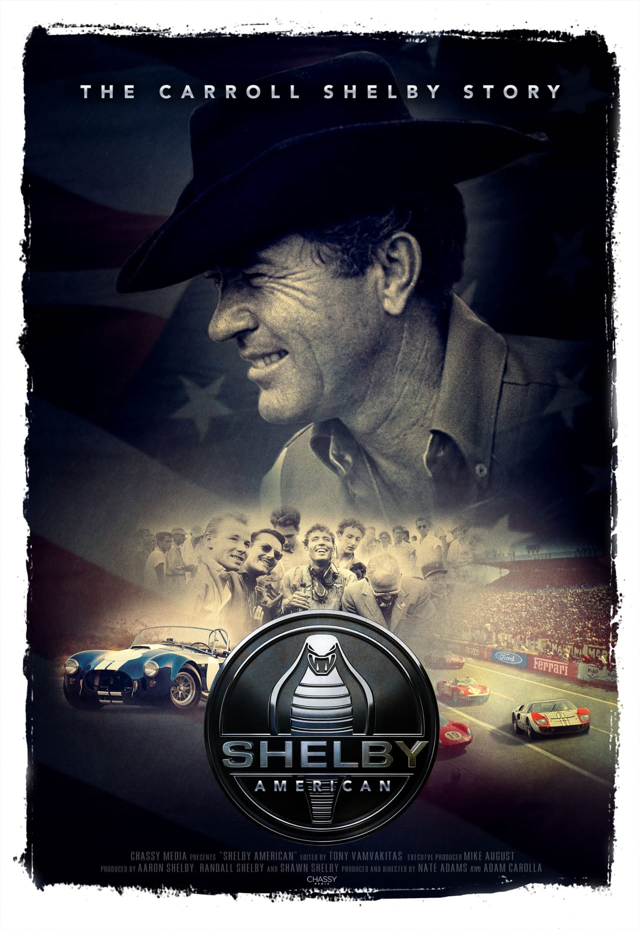 <h3 class="cms-H3-H3"><b>Shelby American </b></h3>
<br>
<br>
<b>Tipo:</b> Documental
<br>
<b>Plataforma:</b> Netflix
<br>
<b>Duración: </b>1 hora 58 minutos
<br>
<br>
<b>Sinopsis:</b> Con entrevistas y filmaciones vintage, este documental repasa la vida y reinvención del ícono estadounidense Carroll Shelby de agricultor a corredor y luego empresario.