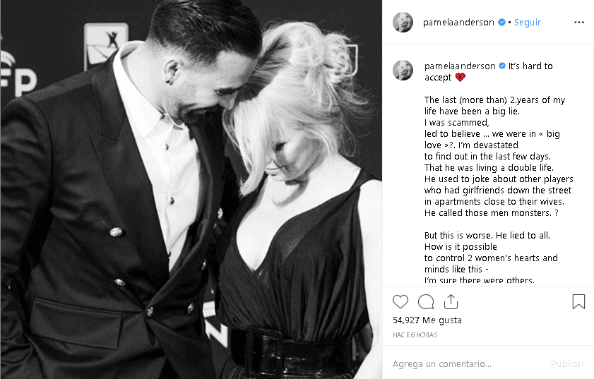 En la publicación que hizo este martes 25 de junio de 2019, Pamela Anderson llamó a Rami “monstruo” y “psicópata”.