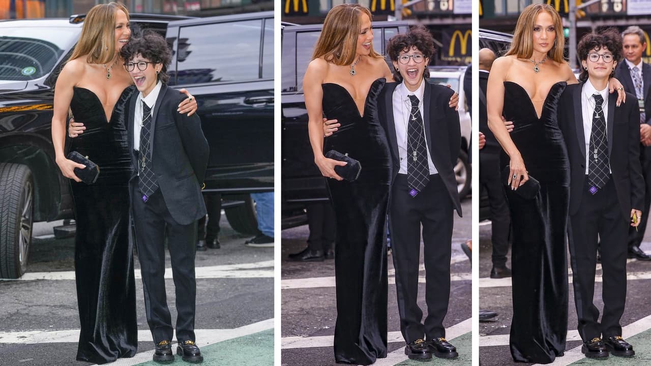 Hija de JLo, Emme, vuelve a aparecer con un elegante traje.