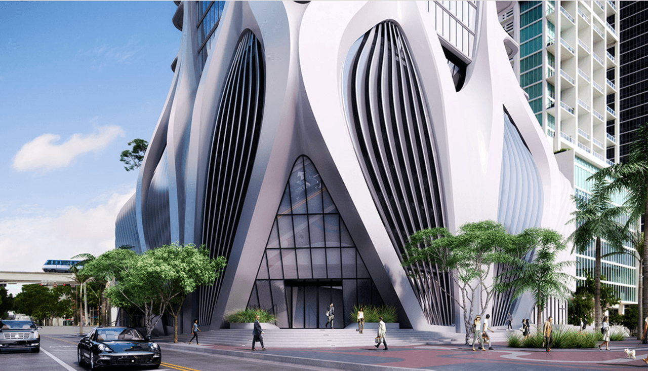 Tiene este diseño con para fines estructurales, permitiendo que el espacio interior tenga menos columnas.