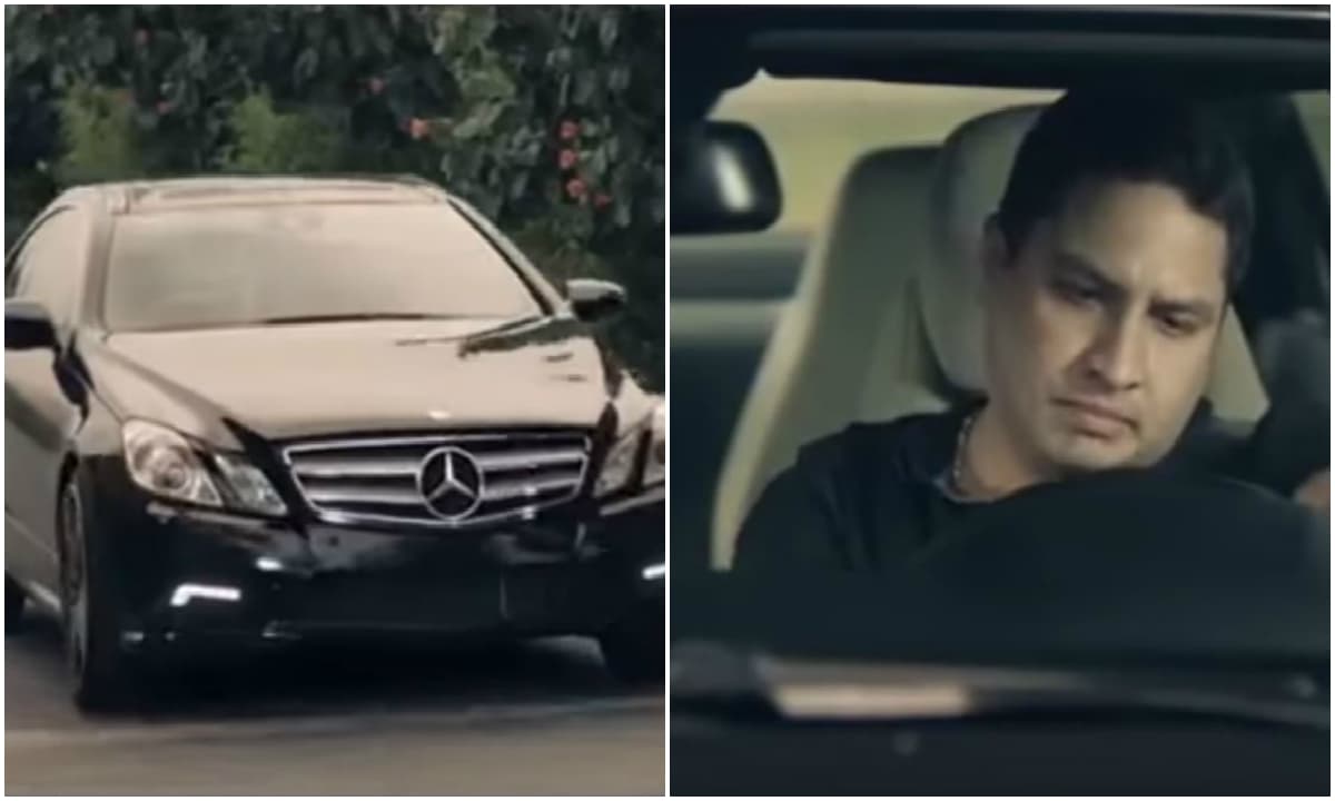 Para contar la historia de desamor de
<b> 'Te hubieras ido antes', Julión Álvarez</b> optó por un auto más lujoso y señorial como este Mercedes-Benz