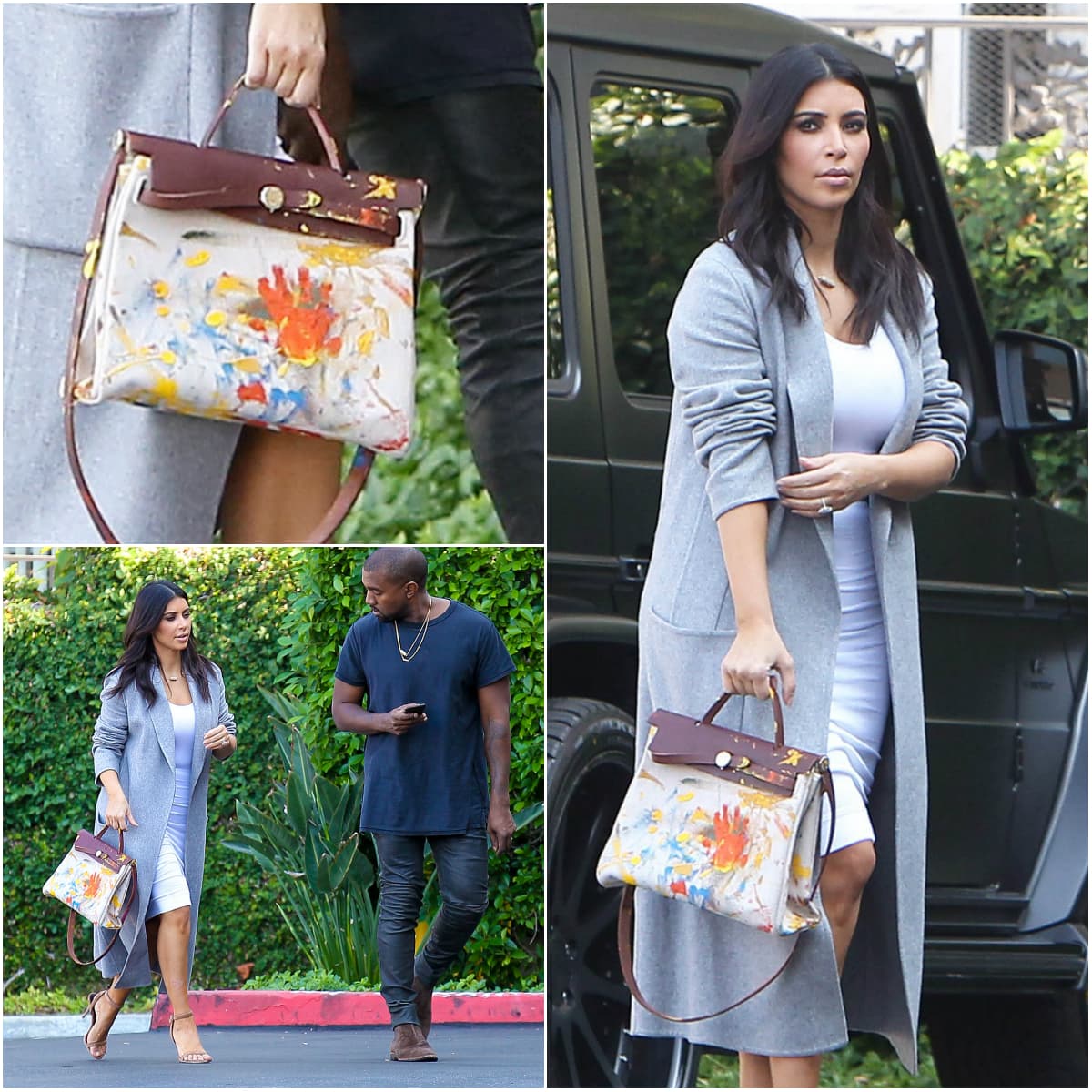 Para su cumpleaños 34 la estrella de 'Kipping up with the Kardashians' recibió como regalo un original bolso de piel de la casa Hermès, el cual fue decorado por su propia hija, la pequeña North West.