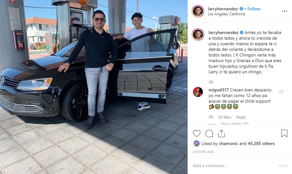 Por un lado, Larry Hernández expresó su orgullo al ver cómo ha crecido su hijo, recalcó que ahora es Larry Junior quien maneja y lo lleva a todos lados.
<br>