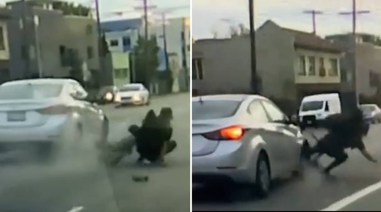 Captado en video: un conductor atropella a un hombre en bicicleta y está fue la reacción de la víctima