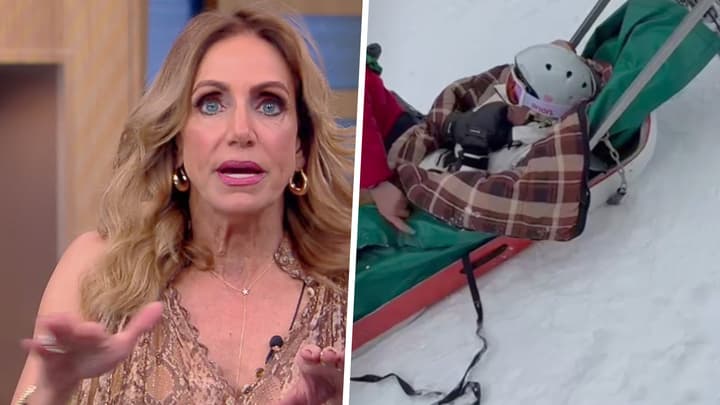 Lili Estefan muestra el momento en que fue llevada en una camilla tras caerse esquiando