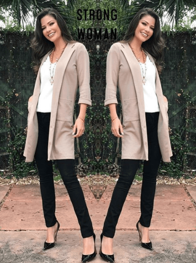 En las primeras semanas de embarazo se dejó ver con suéter largo y pantalón negro, que no mostraban demasiado su cuerpo aunque en esa fase de la gestación no había mucho que ocultar.