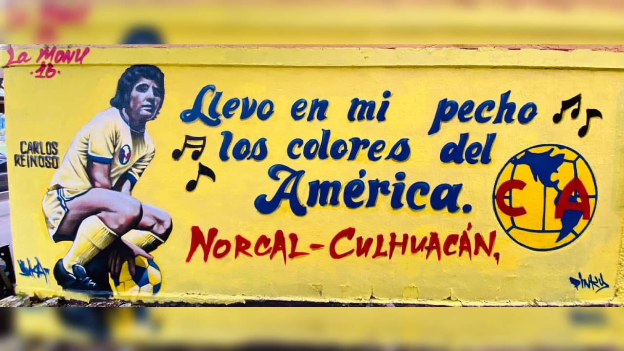 Mural en honor al mejor extranjero que ha llegado a jugar con la Águila del América, Carlos Reinoso.