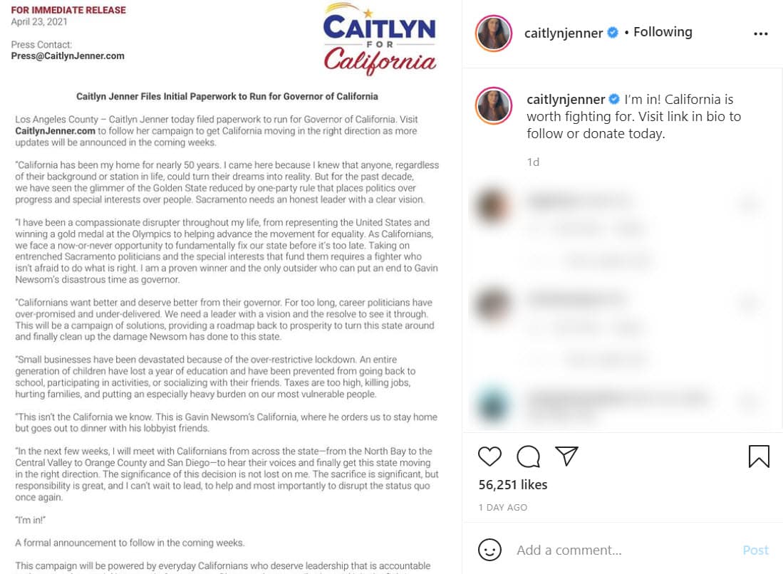 "Pero durante la última década, hemos visto el destello del 'Estado Dorado' reducido por el gobierno de un solo partido que coloca la política sobre el progreso y los intereses especiales sobre las personas", es parte de lo que se lee en el boletín de prensa. 
<br>