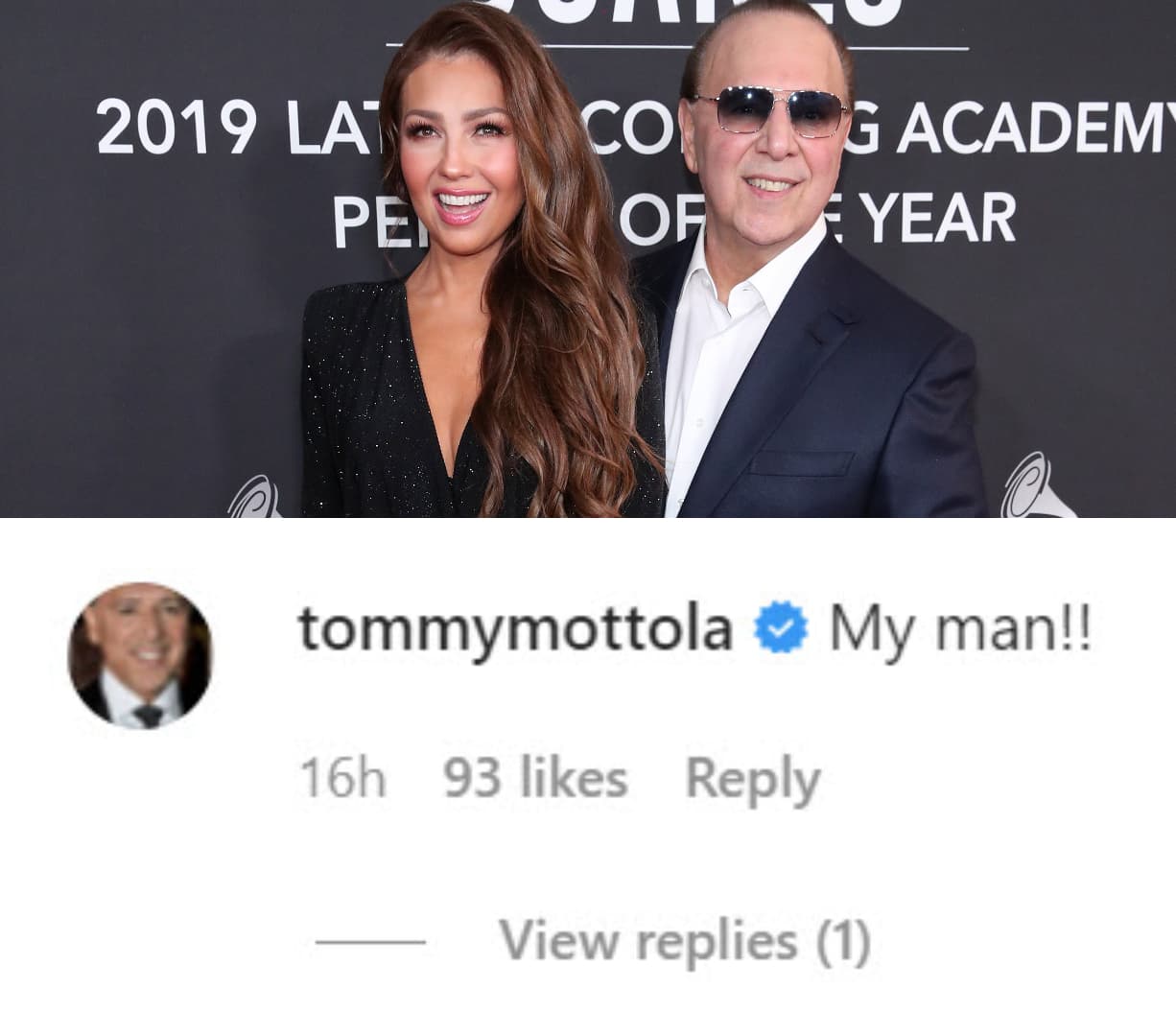 Hasta 
<b><a href="https://www.univision.com/famosos/20-anos-despues-de-su-boda-thalia-le-da-a-tommy-mottola-la-mas-grande-prueba-de-amor-video" target="_blank">Tommy Mottola, esposo de Thalía</a></b>, apareció entre los comentarios para celebrar el amor de la pareja. 
<br>