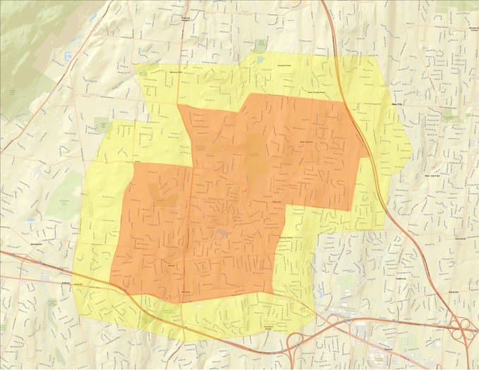 Una parte del condado de Rockland, en los suburbios de la ciudad de Nueva York, cuenta con zonas naranja y amarilla, que son de mediano riesgo.