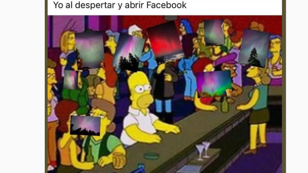 captura meme de Los Simpson sobre las auroras boreales