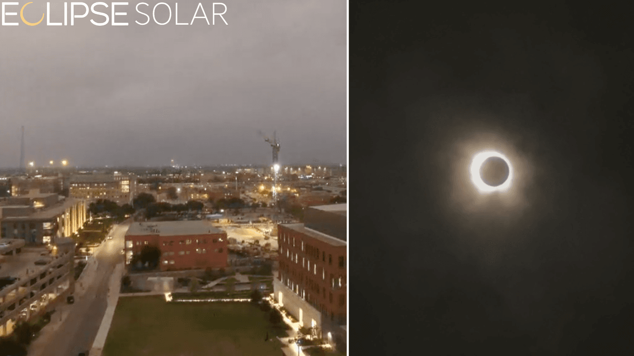 Captan el paso de la oscuridad por el centro de Texas en el eclipse