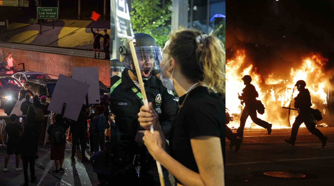 <b>7.- Marchas protestas y saqueos:</b>
<br>Tras la muerte de George Floyd, un hombre negro, durante su arresto en Minneapolis el 25 de mayo de 2020 las multitudinarias protestas en contra de la brutalidad policial y cese del racimo no pararon por semanas en Los Ángeles.
<br>