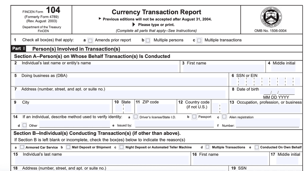 <h2 class="cms-H2-H2"><b>¿Qué datos pueden pedir?</b></h2>
<br>
<br>Los negocios tienen que hacer unos reportes llamados CTRs (Currency Transaction Reports). En estos reportes,
<b>se tienen que incluir datos personales de la persona que hace la transacción</b>, como el nombre, si hace negocios en particular para alguna empresa, una dirección, un número de seguridad social, la profesión, entre otros.