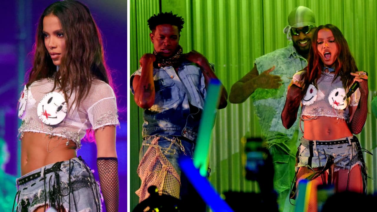 Anitta llenó el escenario de sensualidad al interpretar el medley 'Fría & Lose ya Breath & Booty Dancer'.