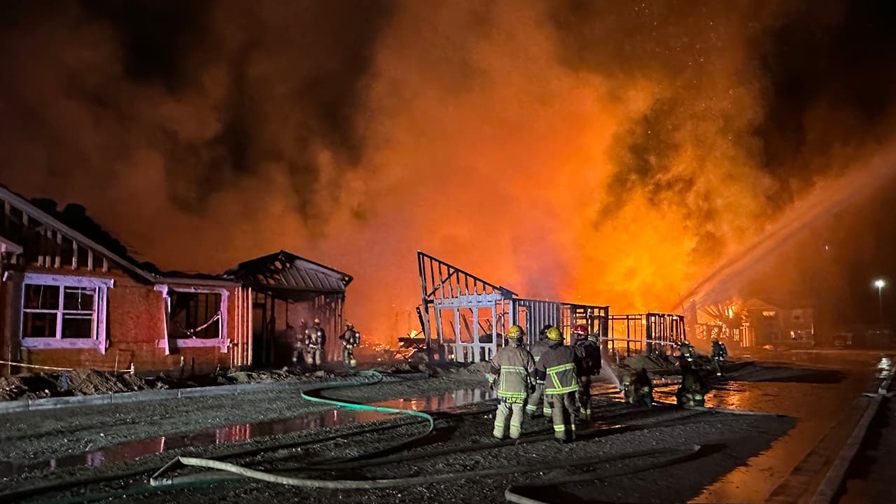 Cuando los equipos llegaron al lugar encontraron varias casas completamente envueltas en un nuevo desarrollo de viviendas.
