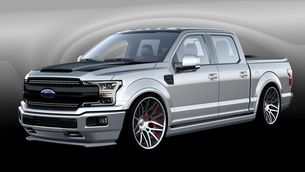 <b>Air Design F-150 Lariat SuperCrew</b>
<br>El tunning de esta versión contó con la participación de Air Design, quien le dio una apariencia completamente aerodinámica e incorporó suspensión Bilsteine, kit de frenos Wilwood y escape de Ford Performance.