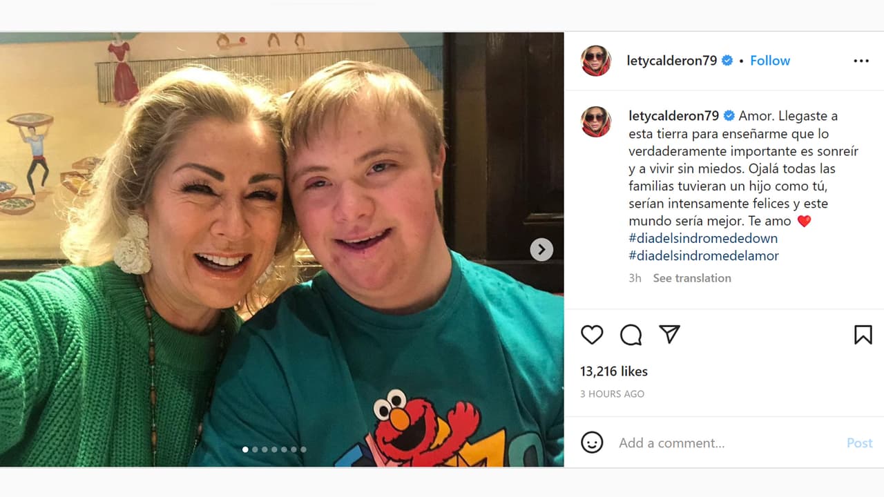 Lety Calderón dedicó unas emotivas palabras a su hijo Luciano en el Día Mundial del Síndrome de Down.