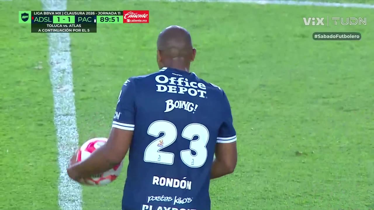 ¡Vaya golazo de Salomón Rondón! Pachuca empata a San Luis así