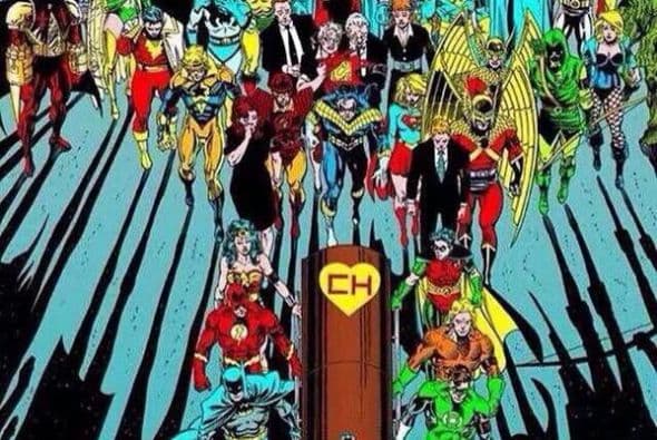 Muchos catalogaban a el Chapulín Colorado como uno de los superhéroes a la altura de los personajes de Marvel. Por eso, en el meme todos los superhéroes lloran y rinden homenaje ante el féretro de El Chapulín.(Fotografía tomada de Twitter)