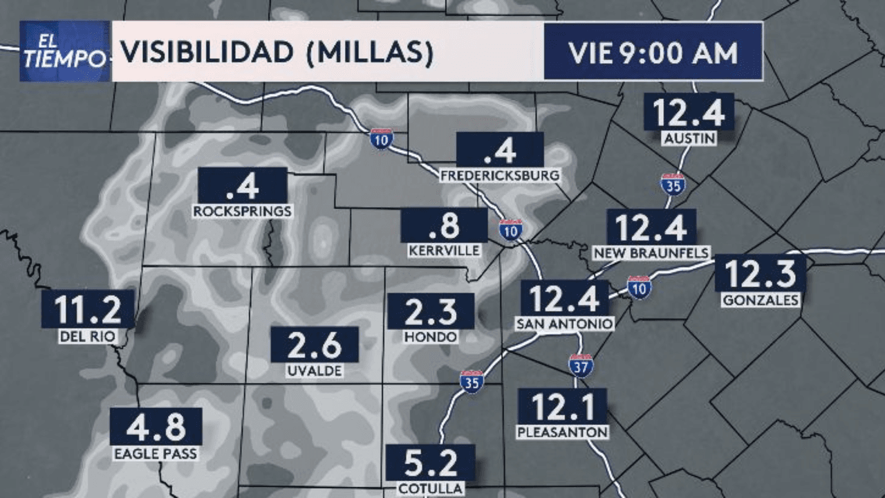 Esta es la distancia en visibilidad con la que amanecen las ciudades en el centro de Texas.