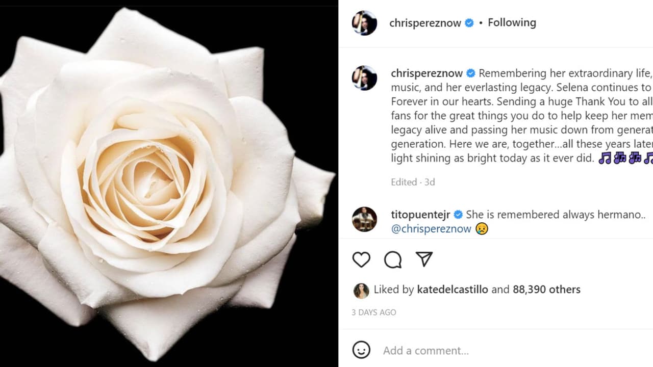 Con esta publicación, Chris Pérez recordó a Selena Quintanilla en su aniversario luctuoso.