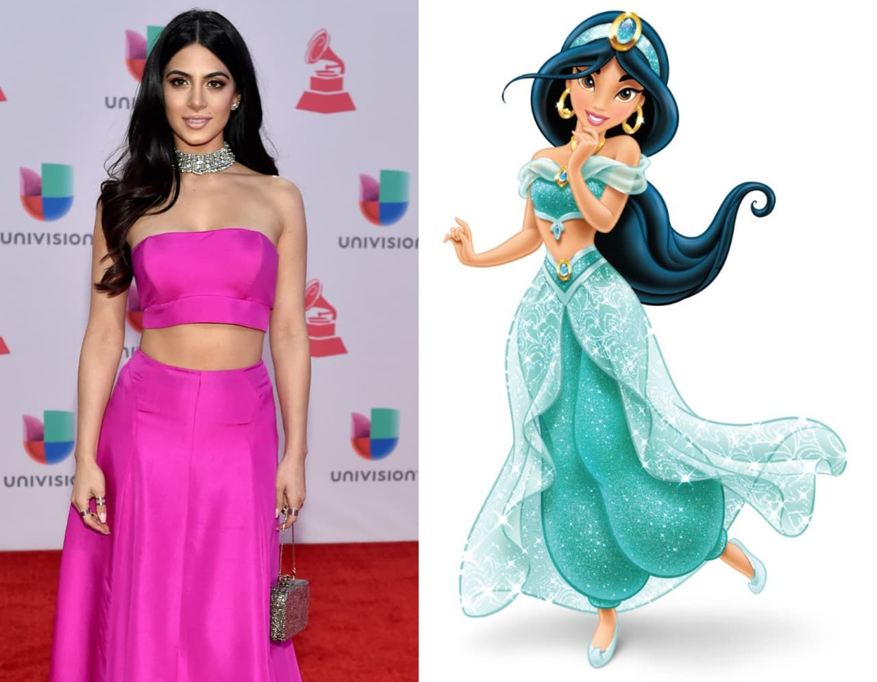 Emeraude y Jasmine, de 'Aladdin' son muy parecidas ya que la novia de Prince Royce tiene muchos rasgos de medio oriente.
