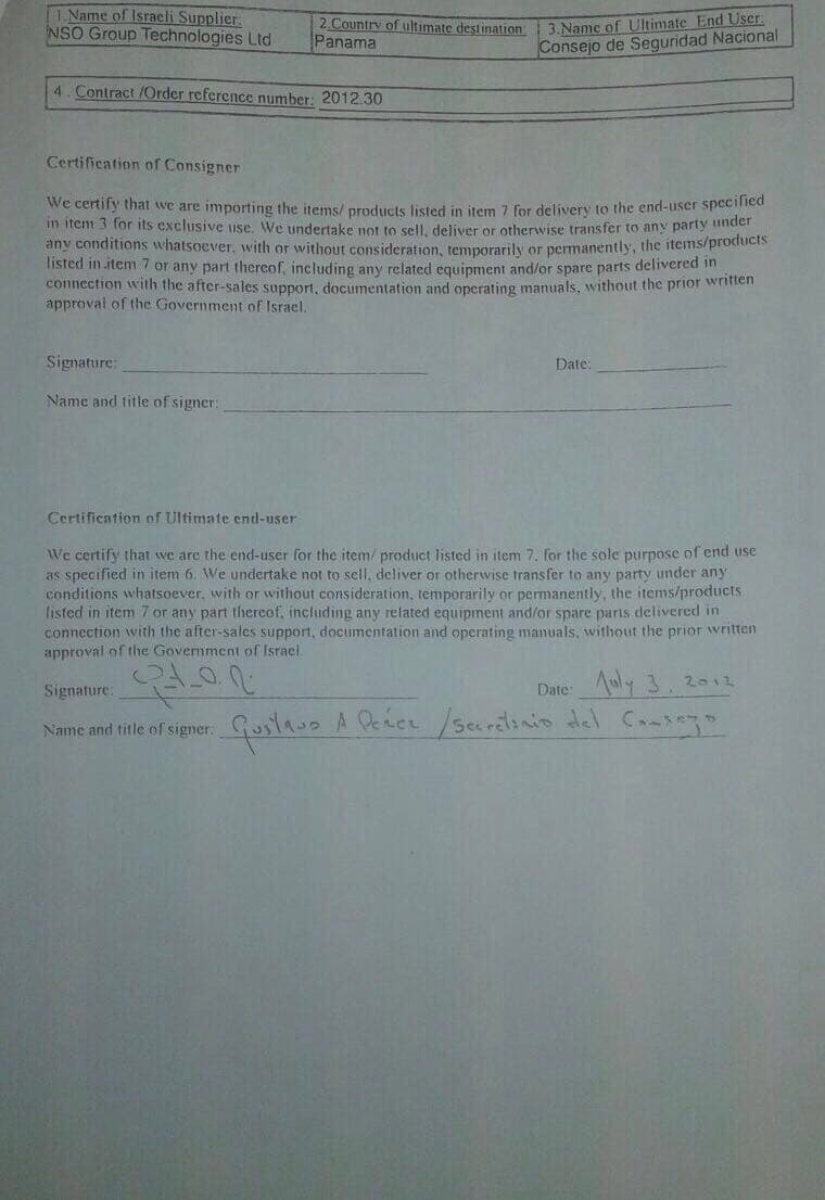 Signature of the End User Certificate for the Pegasus spy system.