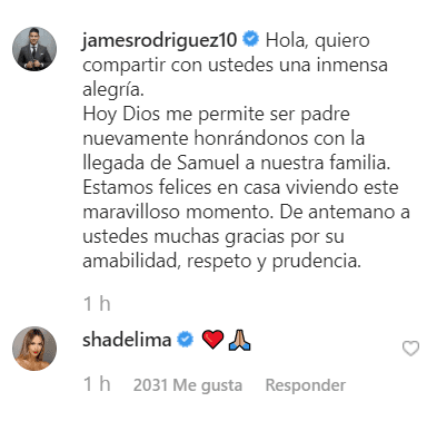 Sin utilizar palabras, Shannon de Lima reaccionó al anuncio de la llegada al mundo de Samuel.