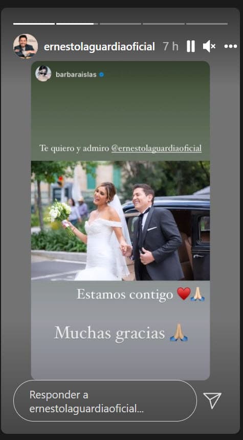 Bárbara Islas, con quien estuvo grabando, le dedicó un cariñoso mensaje en solidaridad y él lo agradeció. 
<br>