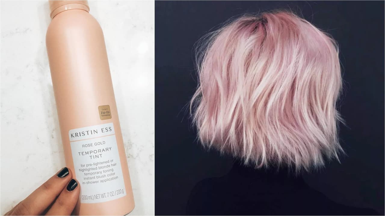 <b>¿Qué me compré?</b>
<br>Kristin Ess Rose Gold Temporary Tint 
<br>
<b>Precio: $12 en Target</b>
<br>Un tinte temporal rosa para el pelo que no me funcionó. Quizá no presté atención al tiempo de espera adecuado pero los resultados fueron casi impercetibles. 
<br>
<br>