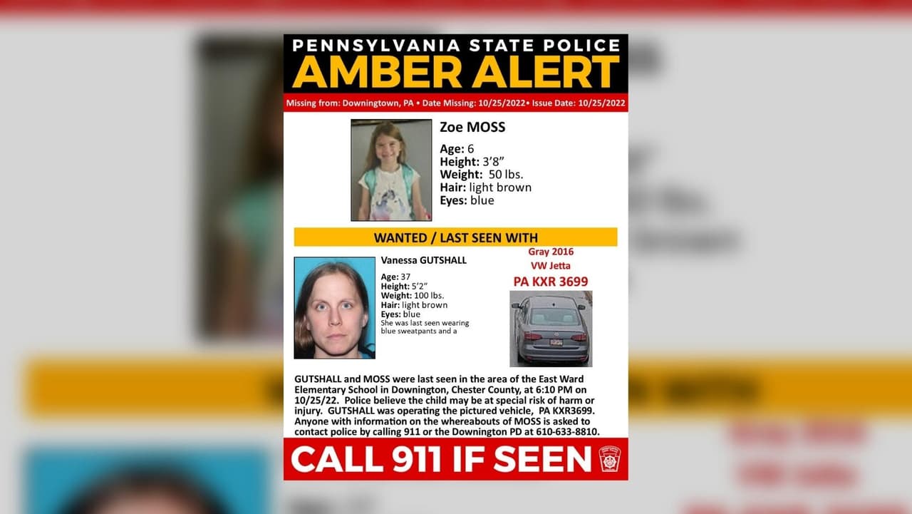 Alerta Amber emitida por niña de 6 años vista por última vez con una mujer en Pensilvania