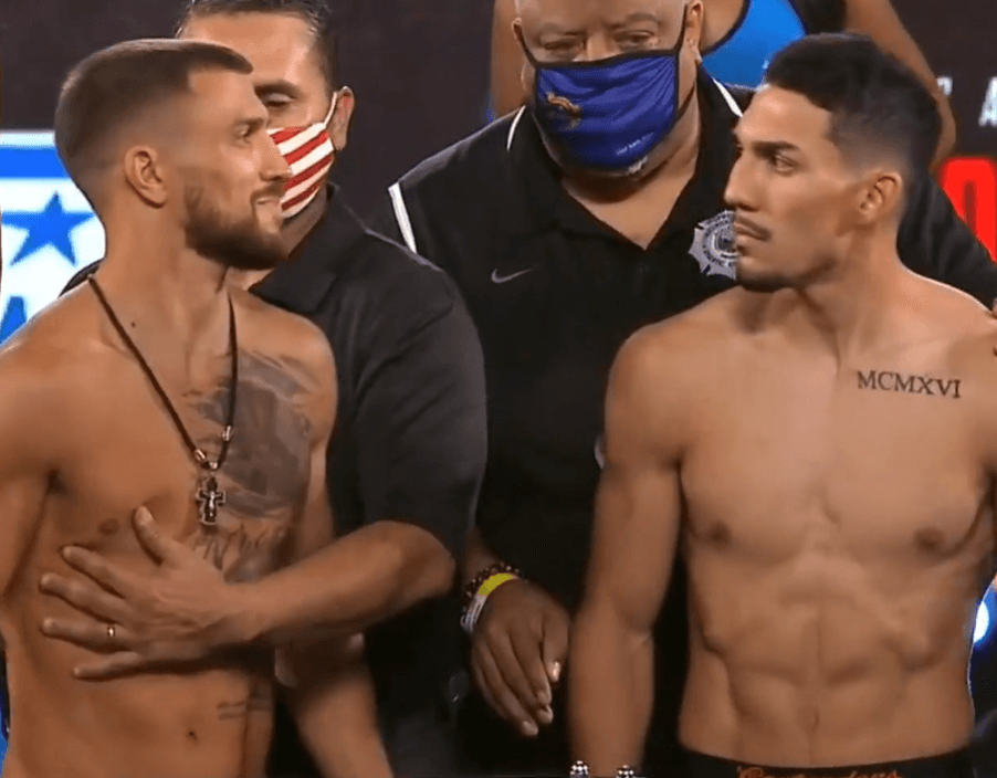 ¡Pesaje sin protocolo! Teofimo López enfocado, Lomachenko sonríe