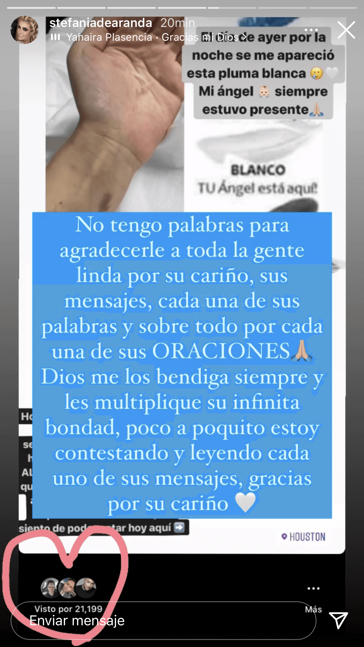 Más tarde, Stefanía compartió otro mensaje con el que agradeció las oraciones y muestras de apoyo que recibió por parte de sus seguidores y los del cantante.