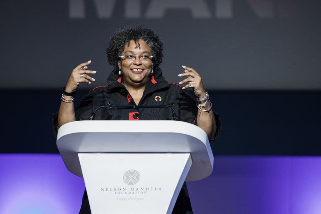 <b>Mia Amor Mottley</b> — primera ministra de Barbados.
<br>
<br>Mottley es la octava persona en ocupar el cargo de Primer Ministro en Barbados, al que llegó en 2018, y es la única mujer en el puesto. En 2021 se convirtió en la primera jefa de gobierno del Barbados republicano, tras la ruptura con la monarquía británica.
