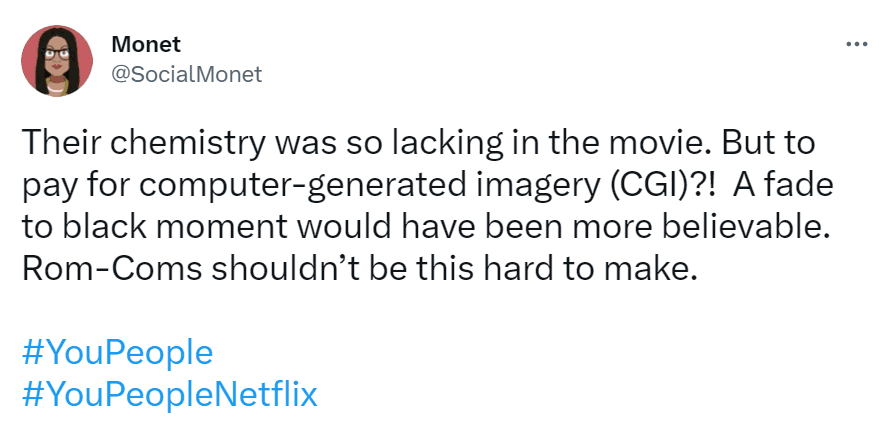 Reacción de fan a beso hecho con CGI en 'You People'