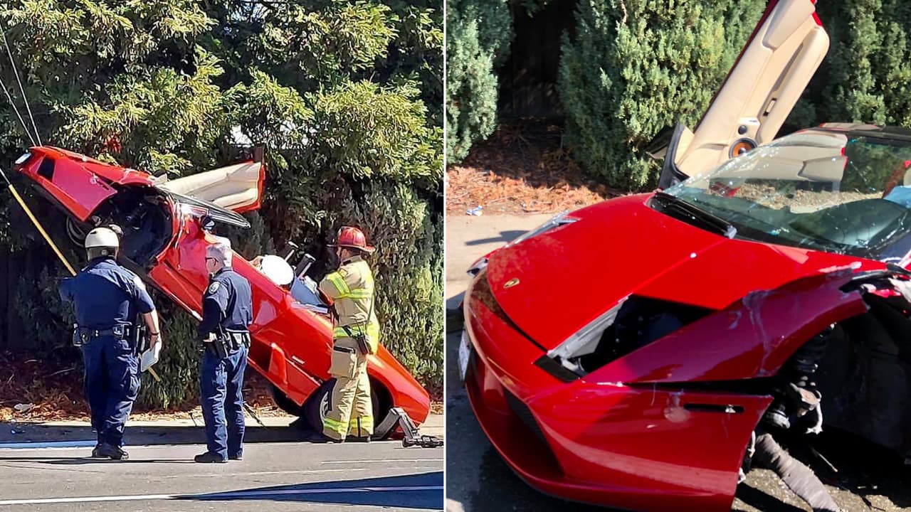 Choca un Lamborghini contra alambres de un poste de luz en el este de Sacramento