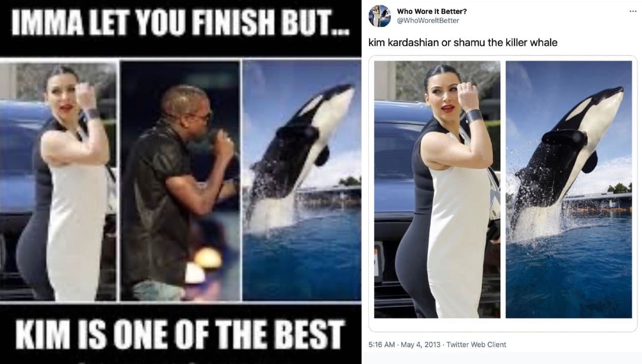 A Kim Kardashian no le dieron nada de risa estos memes en los cuales su figura fue comparada con la de la ballena Shamu, estrella de los parques Sea World.