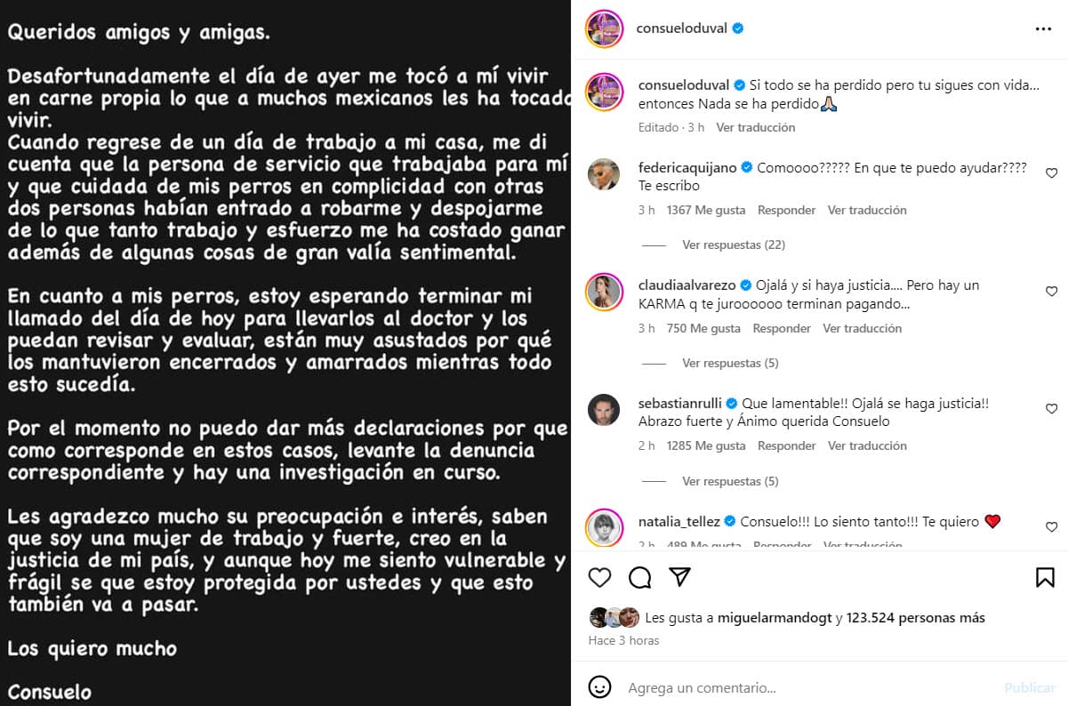 Consuelo Duval sufre robo en su casa.