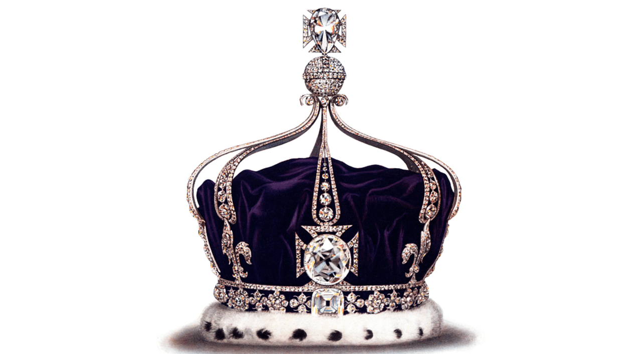 La corona de la reina María, con el polémico diamante Koh-i-Noor al centro.