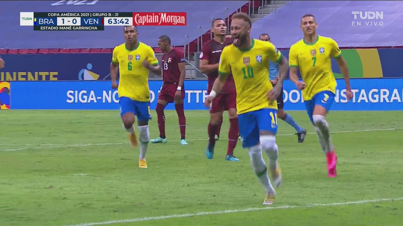 ¡Sencillo a la esquina! Neymar marca el 2-0 para Brasil
